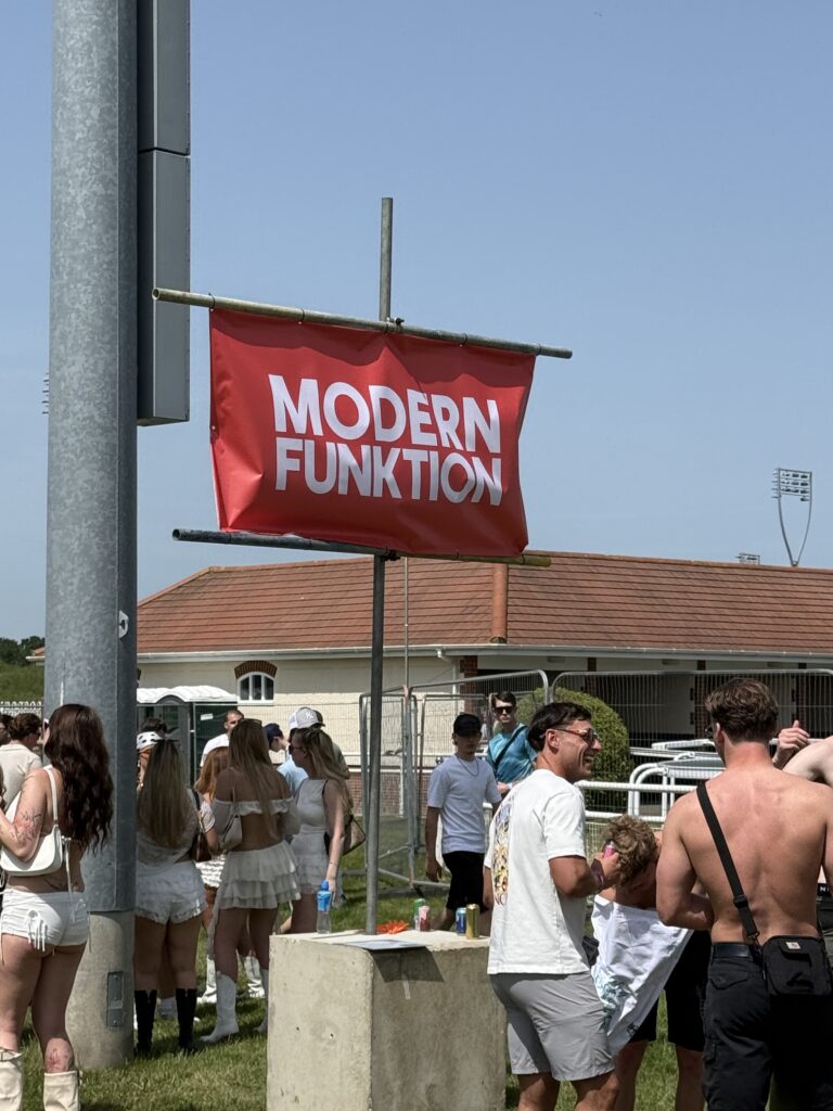 Modern Funktion PVC banner at a festival