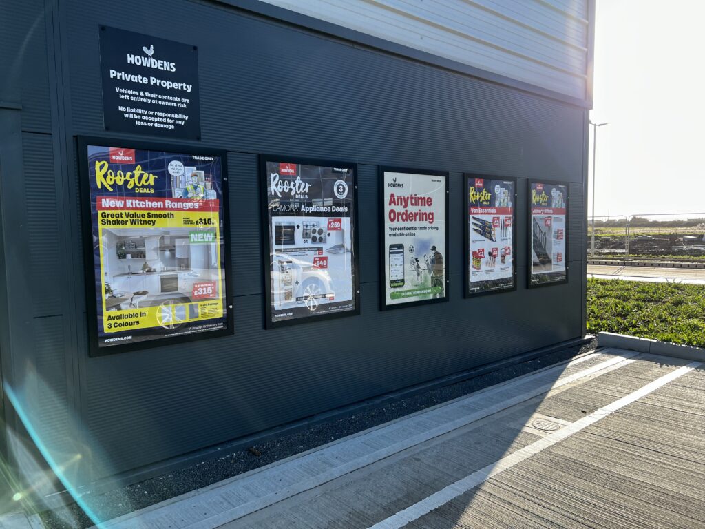 Howdens outdoor poster frames and private property sign