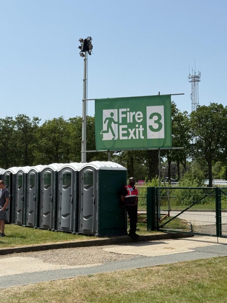Runaway Festival fire exit sign on site