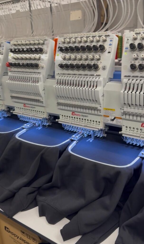 Runaway hoodies on the multi-head embroidery machine