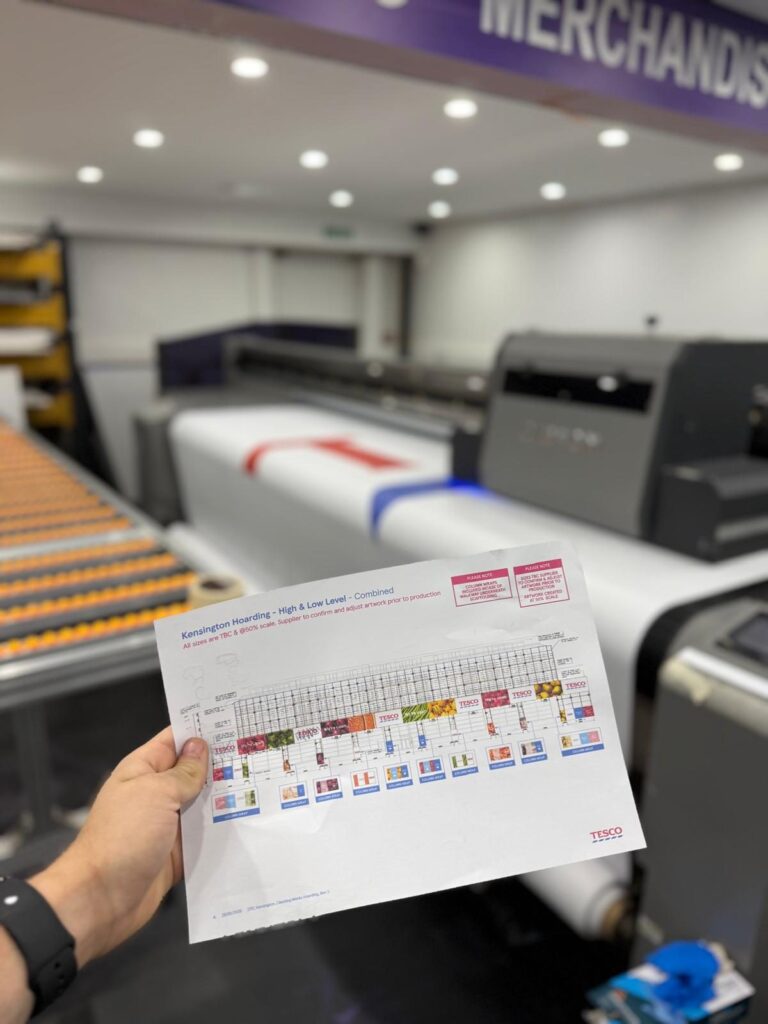 Tesco banner plan at the printer