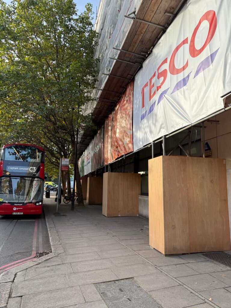 Tesco scaffold banners seen from the street