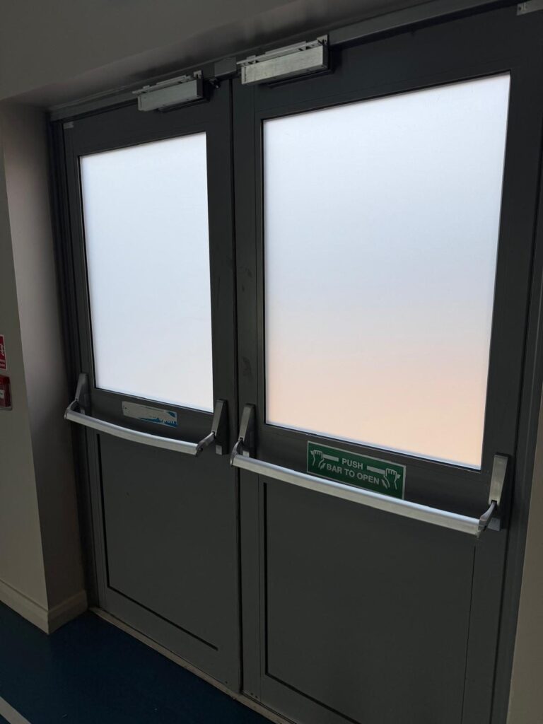 Window frosting on school doors
