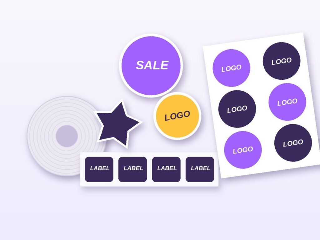 Custom printed stickers: die-cut, kiss-cut sheets and labels on a roll, printed by Flash Design & Print